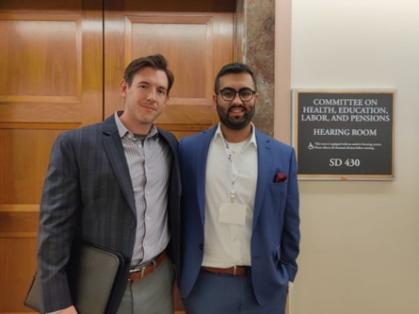 Daniel Brigham, Class of 2026 (right) and Zain Ahmed (left) representing Rutgers at the American Institute of Dental Public Health’s Federal Service Immersion. 